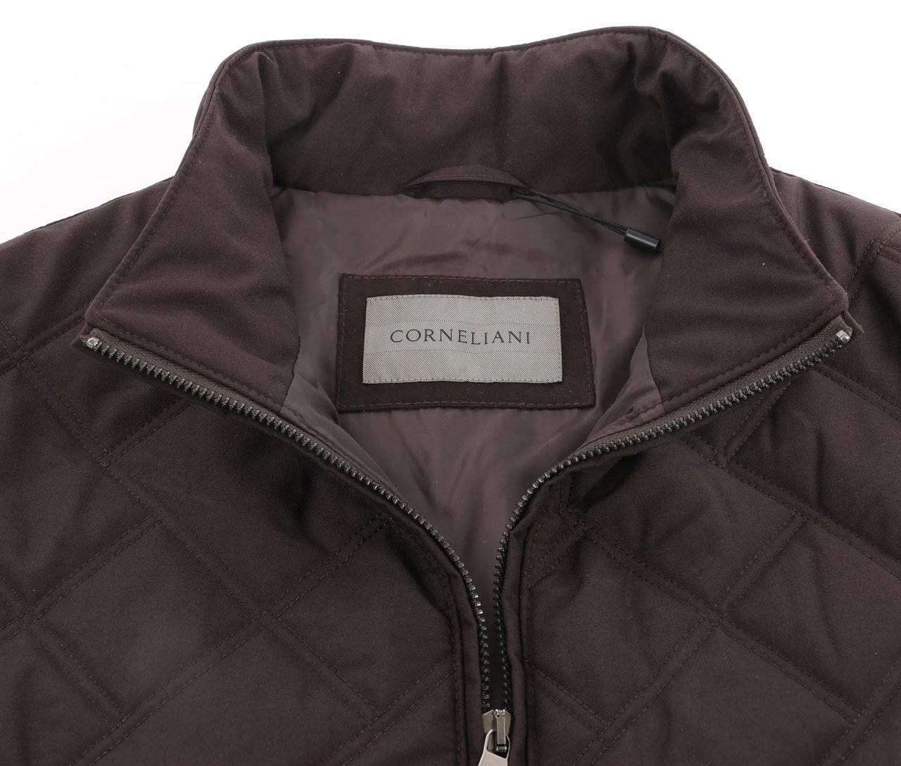 Corneliani Corneliani Quilted Zip Gilet in Brown, Size 50 IT Bruin