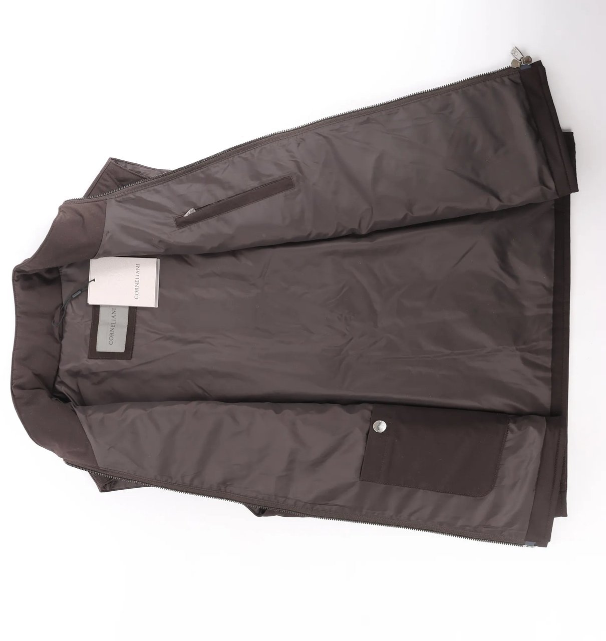 Corneliani Corneliani Quilted Zip Gilet in Brown, Size 50 IT Bruin