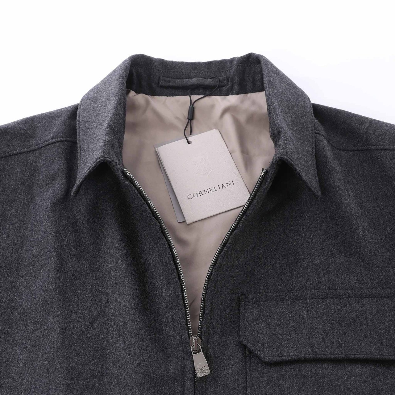 Corneliani Wool Coat in Gray, Size 50 IT Grijs