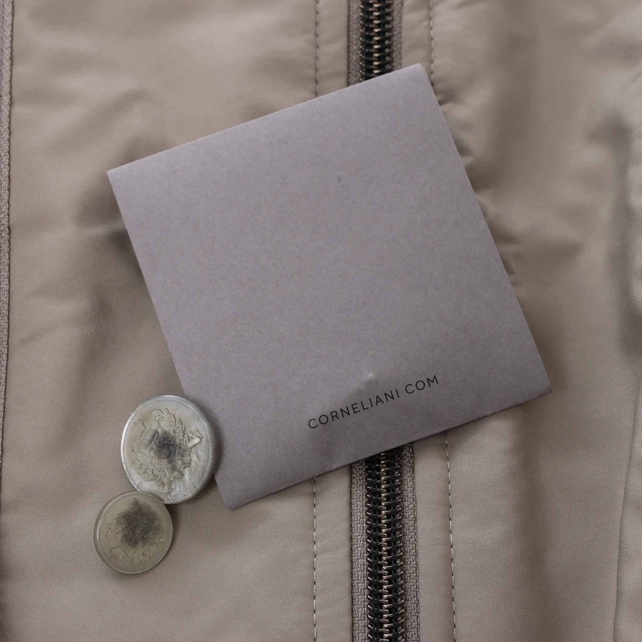 Corneliani Wool Jacket in Beige, Size 48 IT Beige
