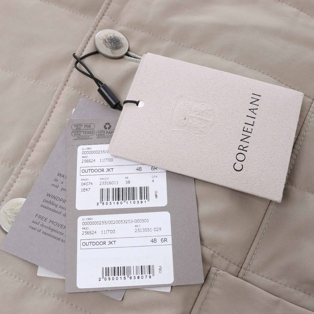 Corneliani Wool Jacket in Beige, Size 48 IT Beige