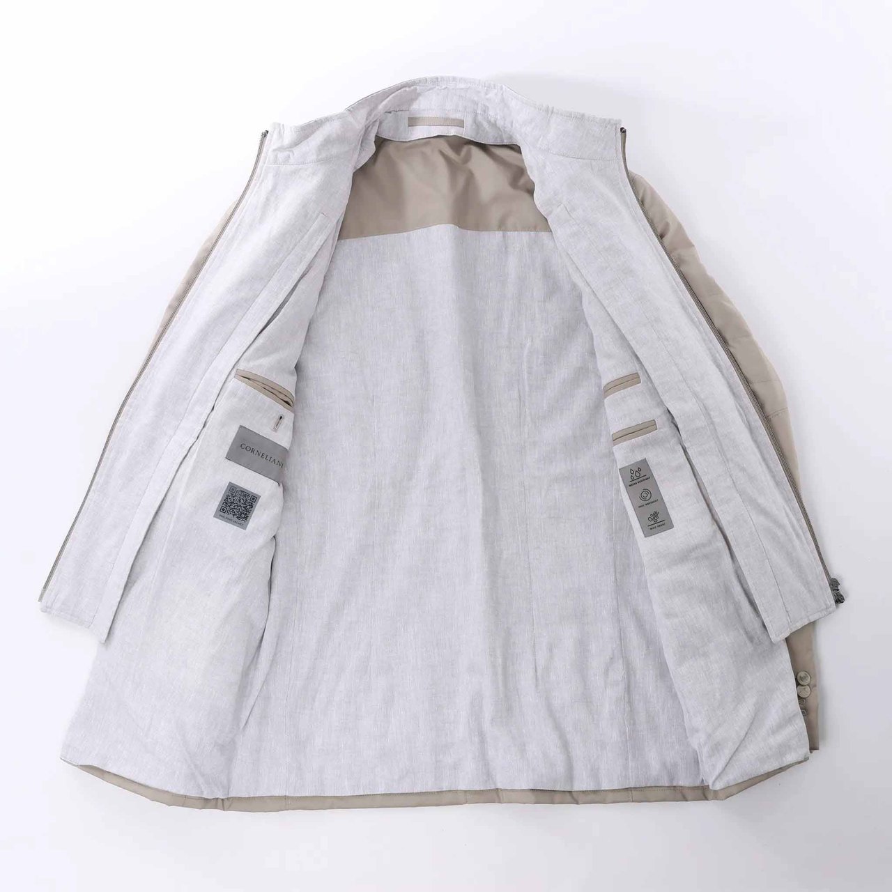 Corneliani Wool Jacket in Beige, Size 48 IT Beige