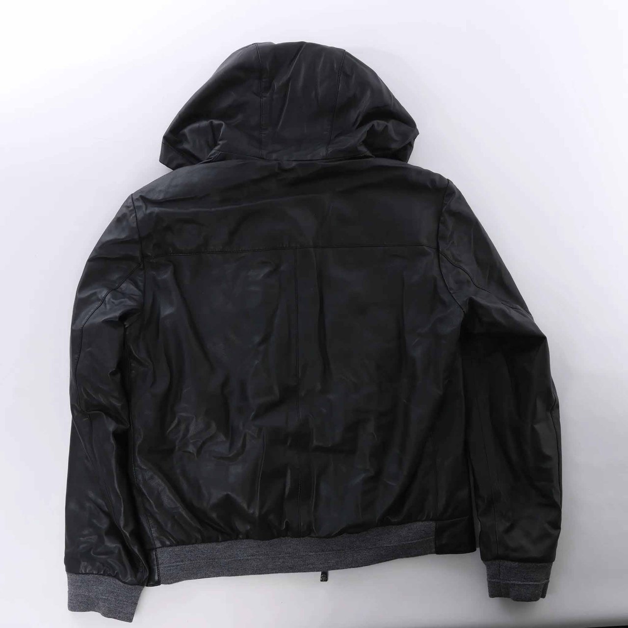 Corneliani Leather Double Side Jacket in Black, Size 50 IT Zwart