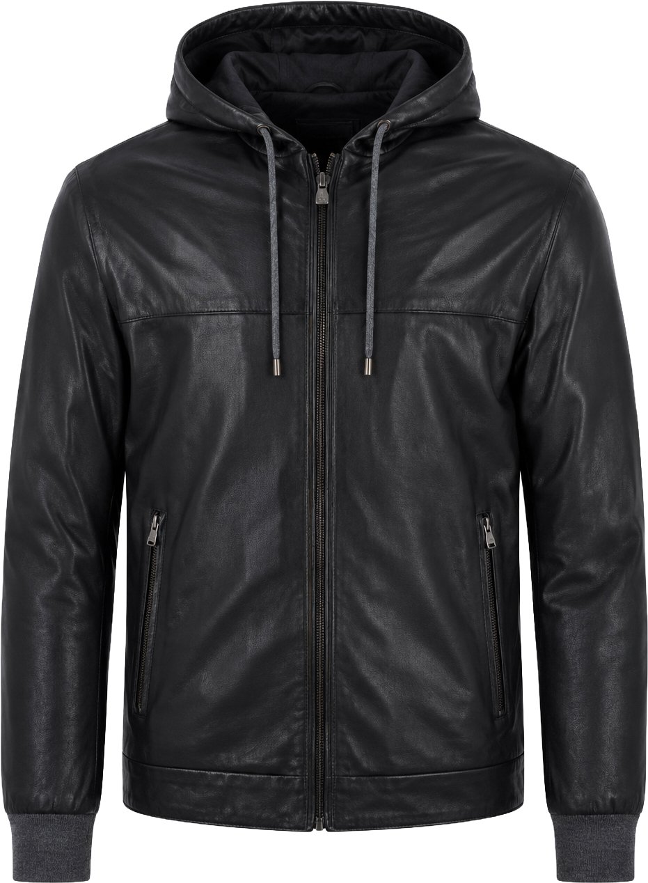 Corneliani Leather Double Side Jacket in Black, Size 50 IT Zwart