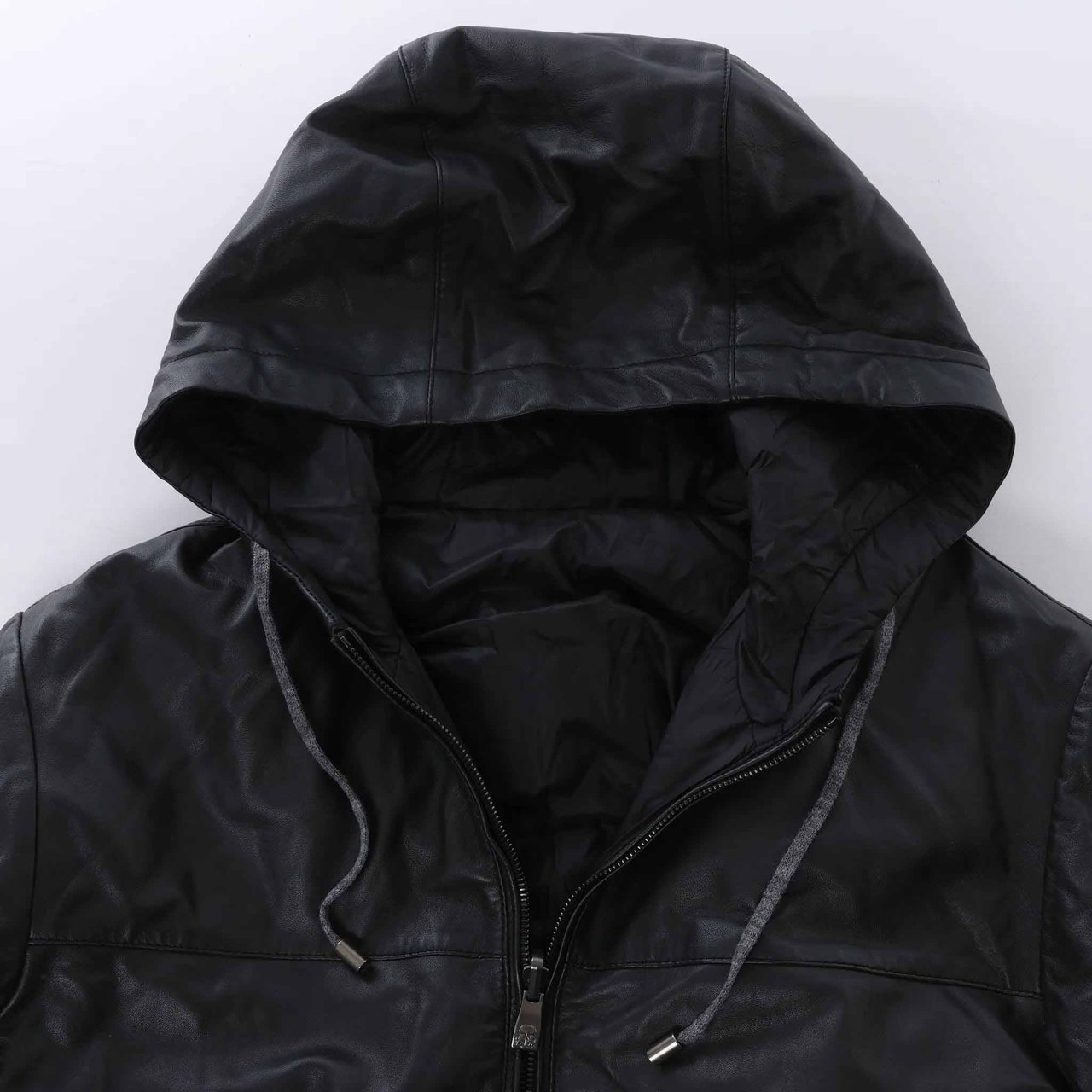 Corneliani Leather Double Side Jacket in Black, Size 50 IT Zwart
