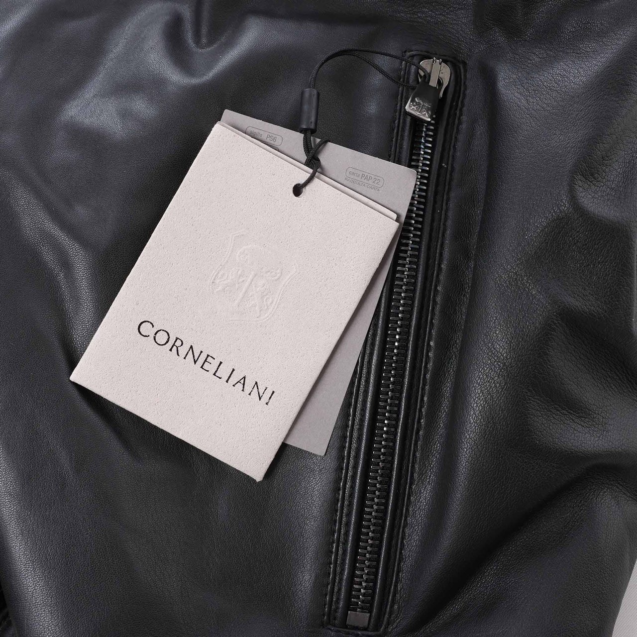 Corneliani Leather Double Side Jacket in Black, Size 50 IT Zwart