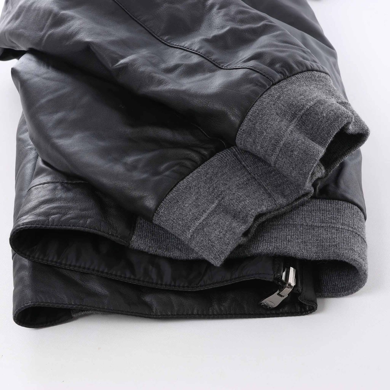 Corneliani Leather Double Side Jacket in Black, Size 50 IT Zwart