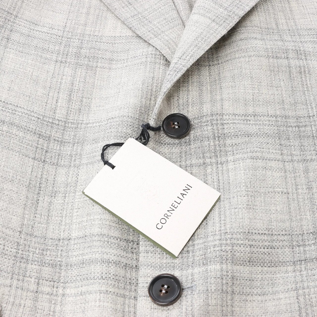 Corneliani Single-Breasted Check Wool Coat in Gray, Size 52 IT Grijs