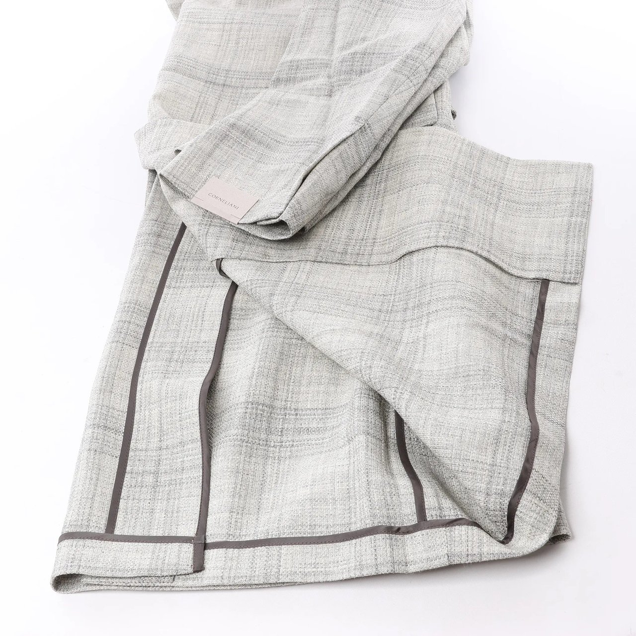 Corneliani Single-Breasted Check Wool Coat in Gray, Size 52 IT Grijs
