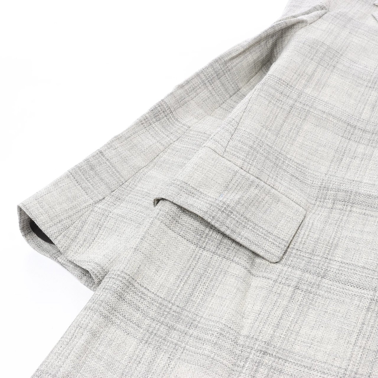 Corneliani Single-Breasted Check Wool Coat in Gray, Size 52 IT Grijs