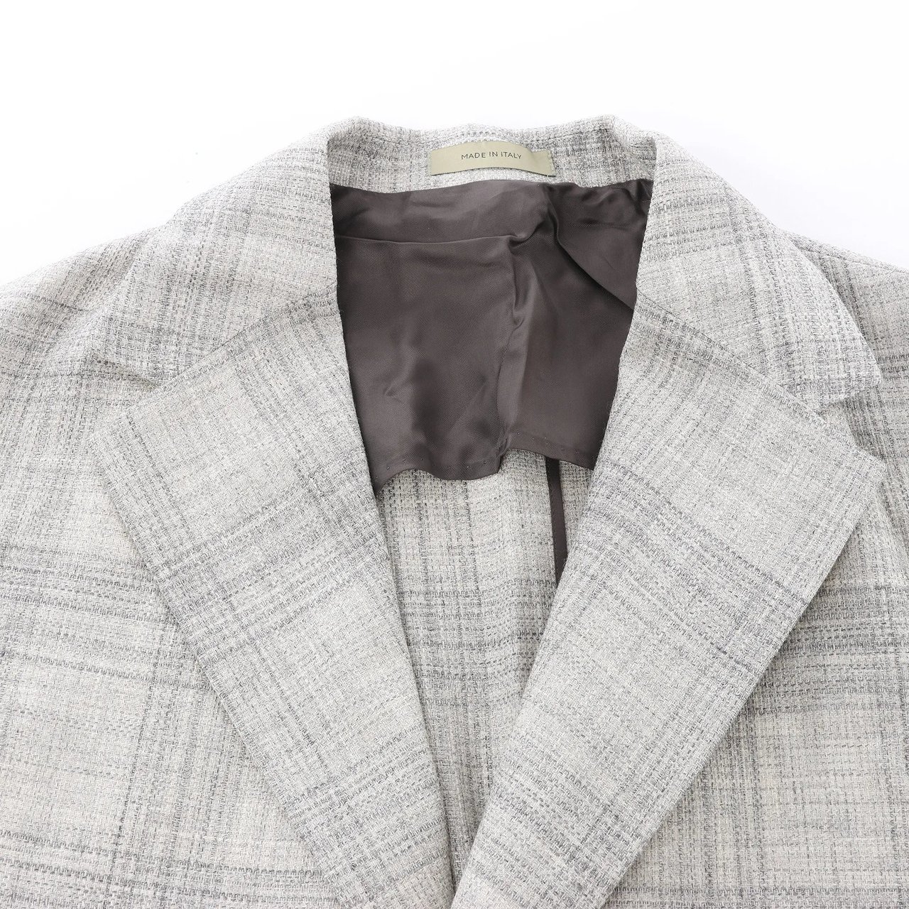 Corneliani Single-Breasted Check Wool Coat in Gray, Size 52 IT Grijs