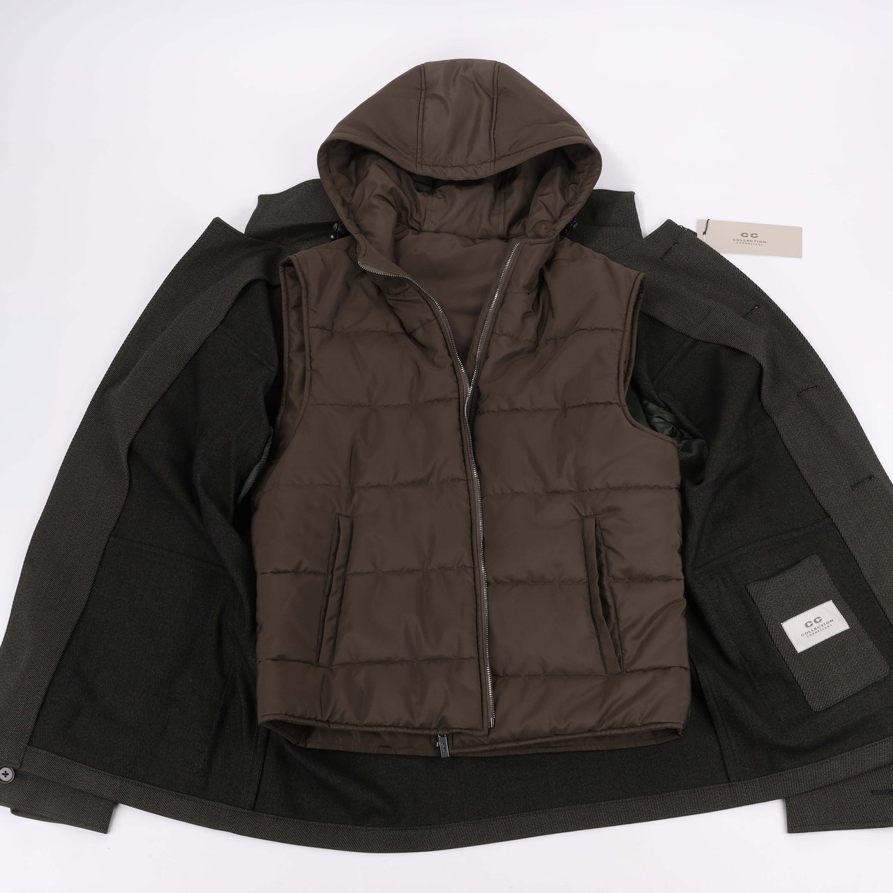 Corneliani CC Collection Corneliani Wool Jacket with Removable Puffer Vest, Size 50 Divers