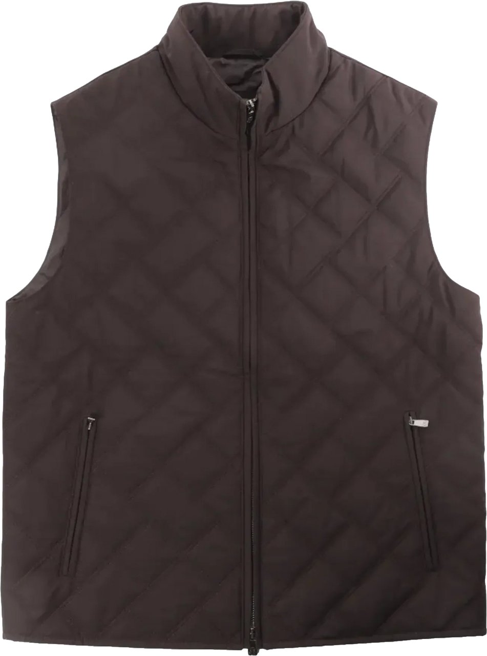 Corneliani Quilted Zip Gilet in Brown, Size 50 IT Bruin