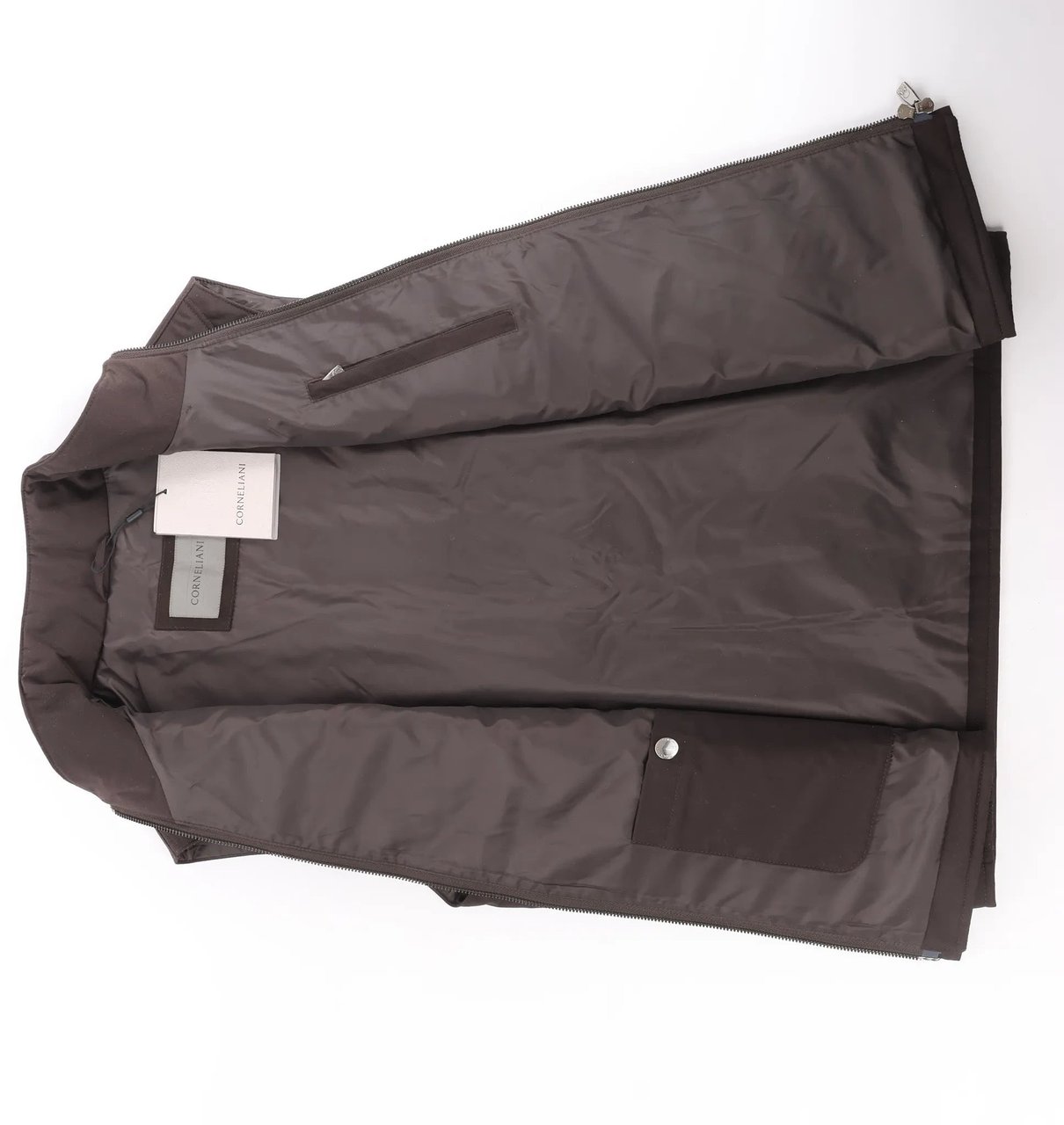 Corneliani Quilted Zip Gilet in Brown, Size 50 IT Bruin