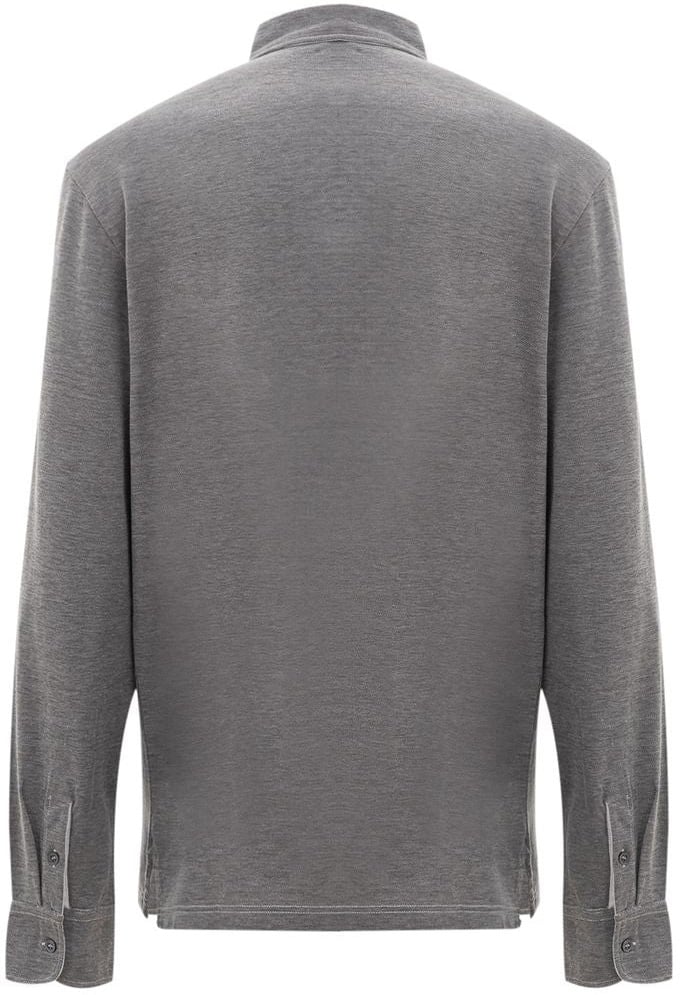 Corneliani Gray Cotton Polo Shirt Grijs