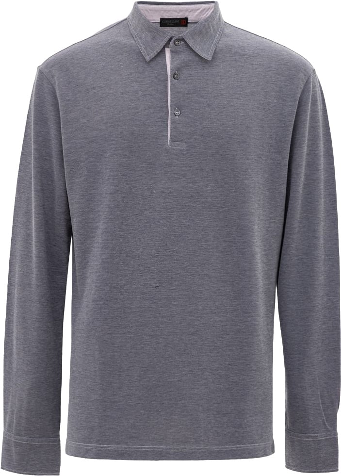 Corneliani Blue Cotton Polo Shirt Blauw