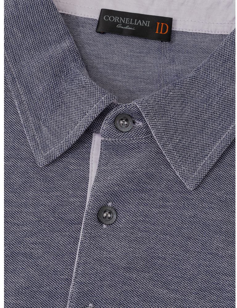 Corneliani Blue Cotton Polo Shirt Blauw
