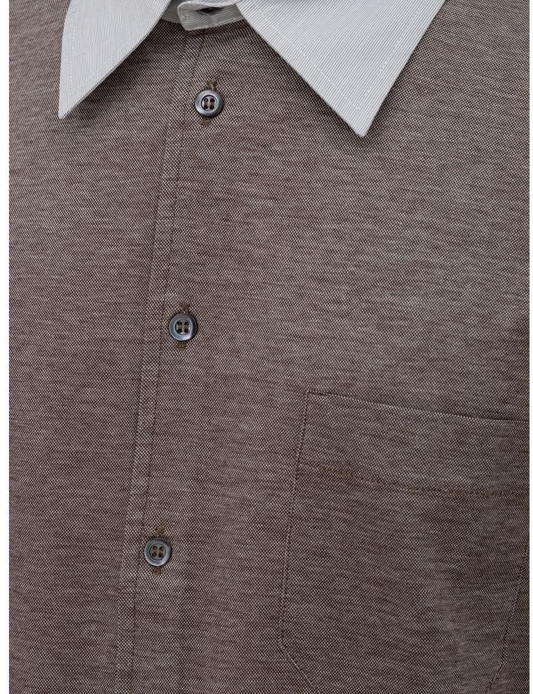Corneliani Bicolor Cotton Shortsleeve Shirt Divers
