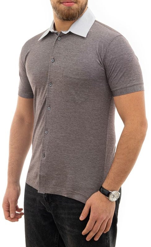 Corneliani Bicolor Cotton Shortsleeve Shirt Divers