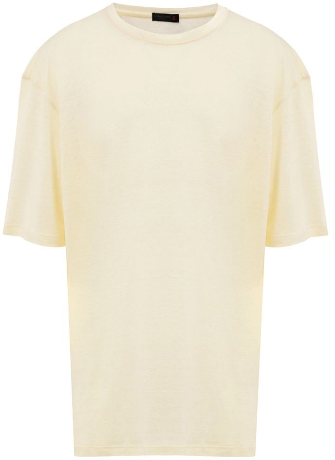 Corneliani Corneliani Yellow Linen T-Shirt Geel