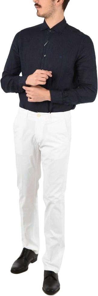 Corneliani White Cotton Chino Pants Wit