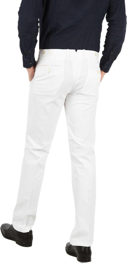 Corneliani White Cotton Chino Pants Wit