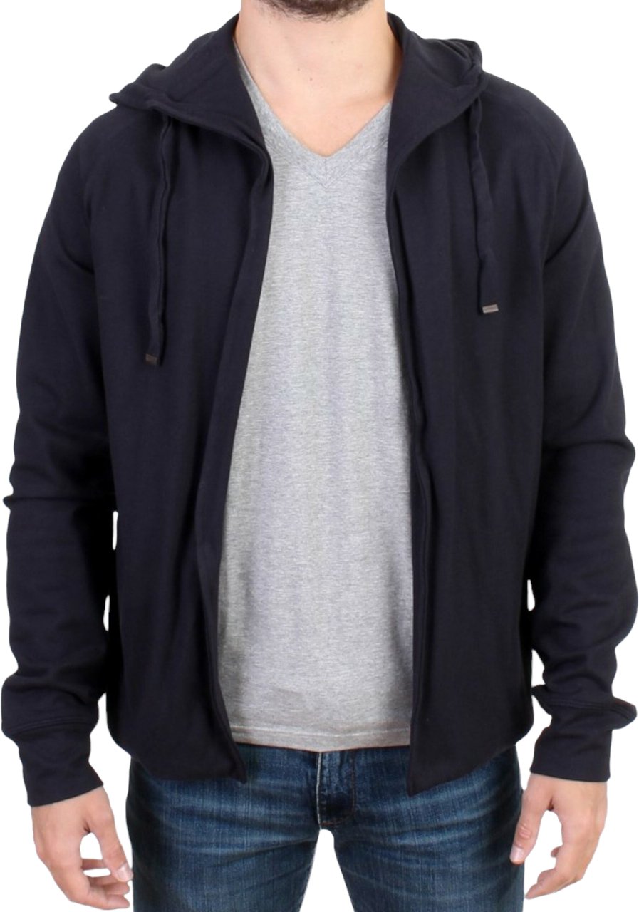 Costume National Blue hooded cotton sweater Blauw