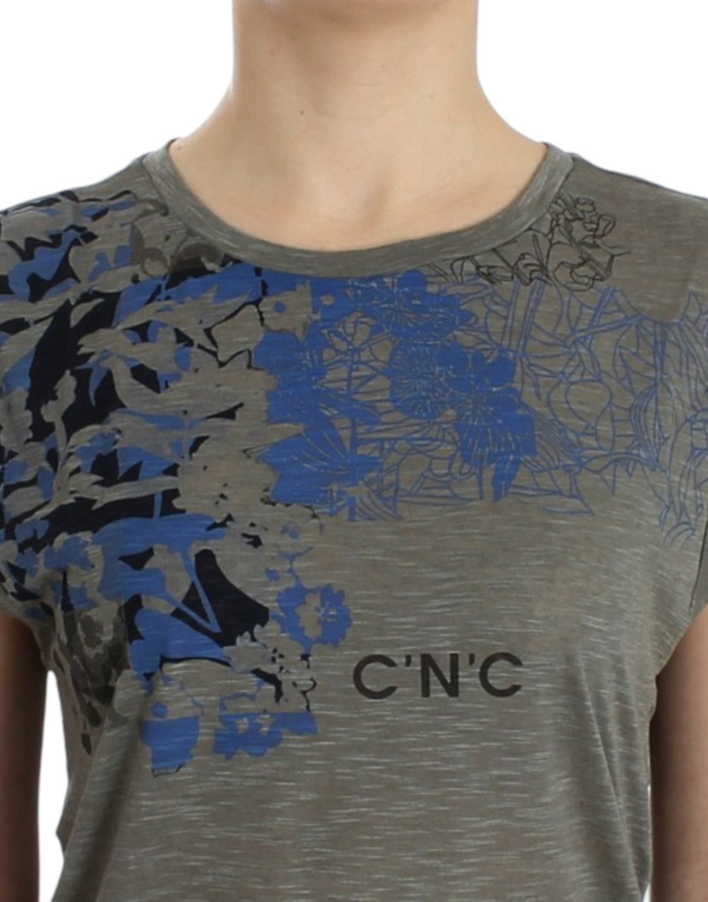 Costume National Gray print sleeveless t-shirt Grijs