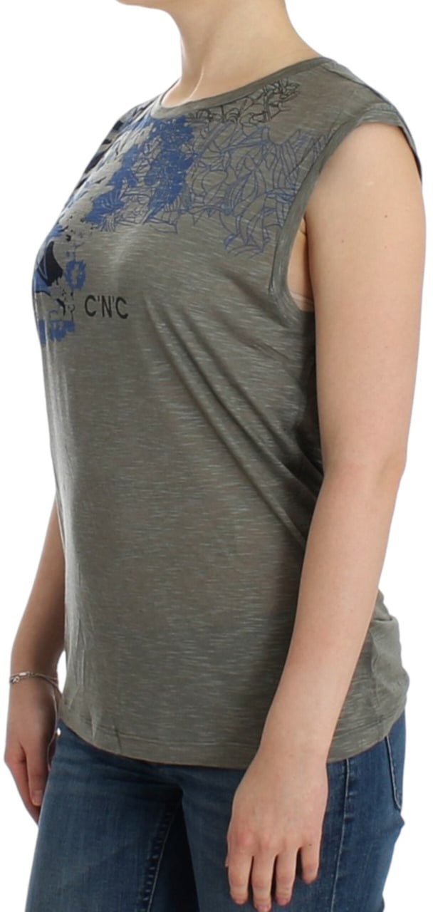 Costume National Gray print sleeveless t-shirt Grijs