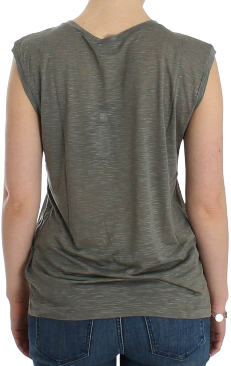 Costume National Gray print sleeveless t-shirt Grijs