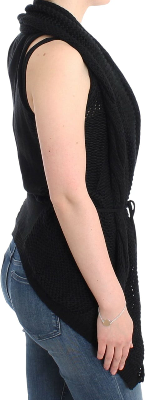 Costume National Black sleeveless knitted cardigan Zwart
