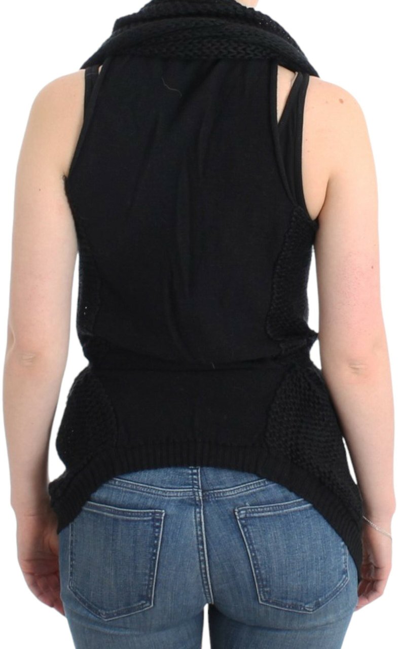 Costume National Black sleeveless knitted cardigan Zwart