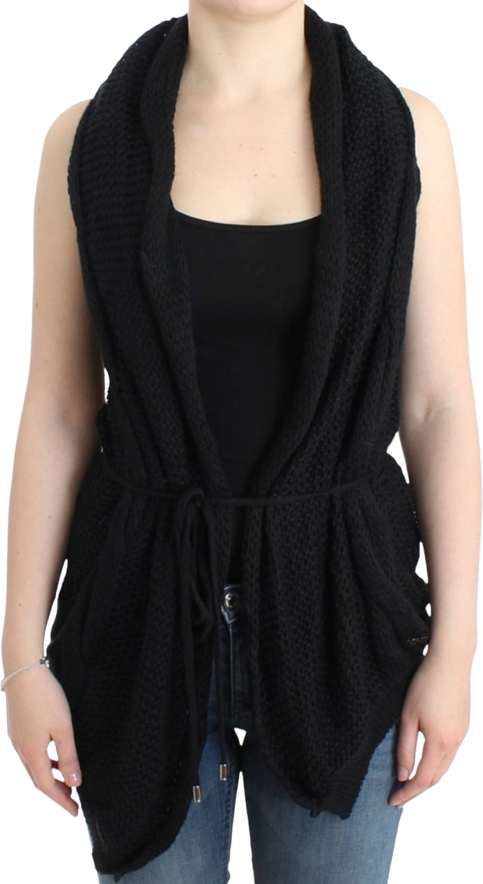 Costume National Black sleeveless knitted cardigan Zwart