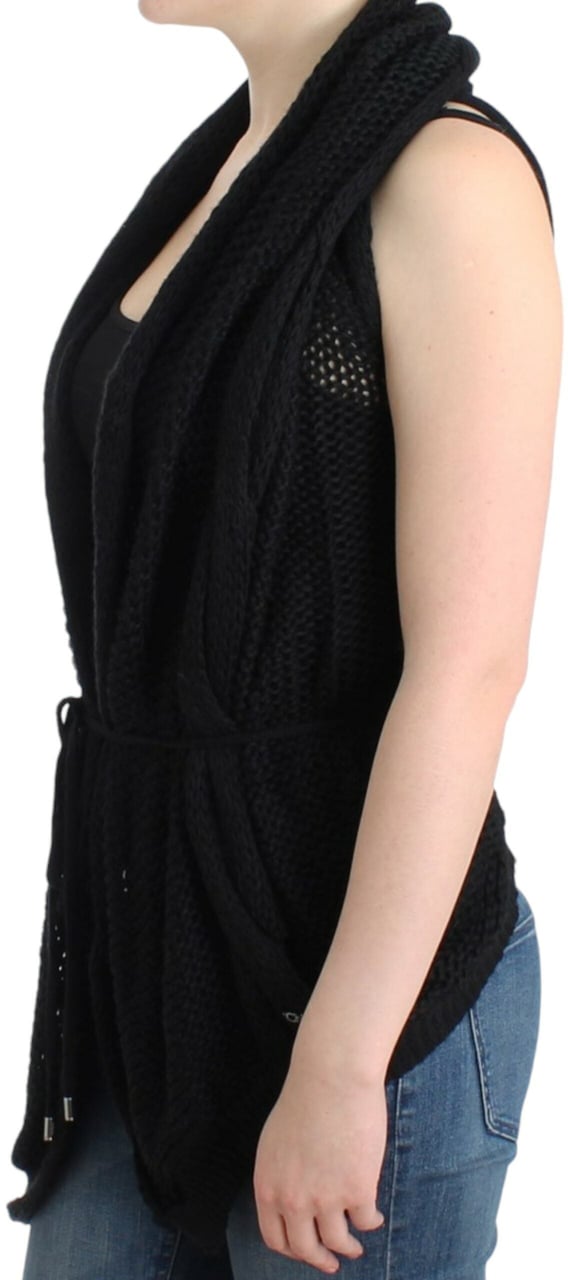 Costume National Black sleeveless knitted cardigan Zwart