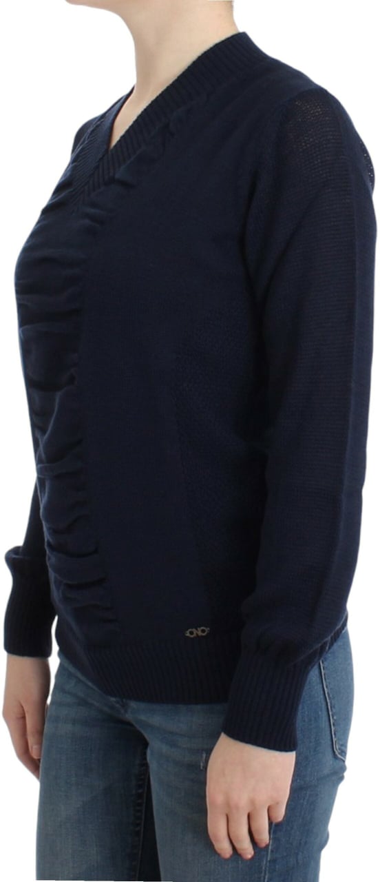 Costume National Dark blue V-neck wool sweater Blauw