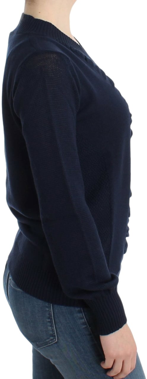 Costume National Dark blue V-neck wool sweater Blauw