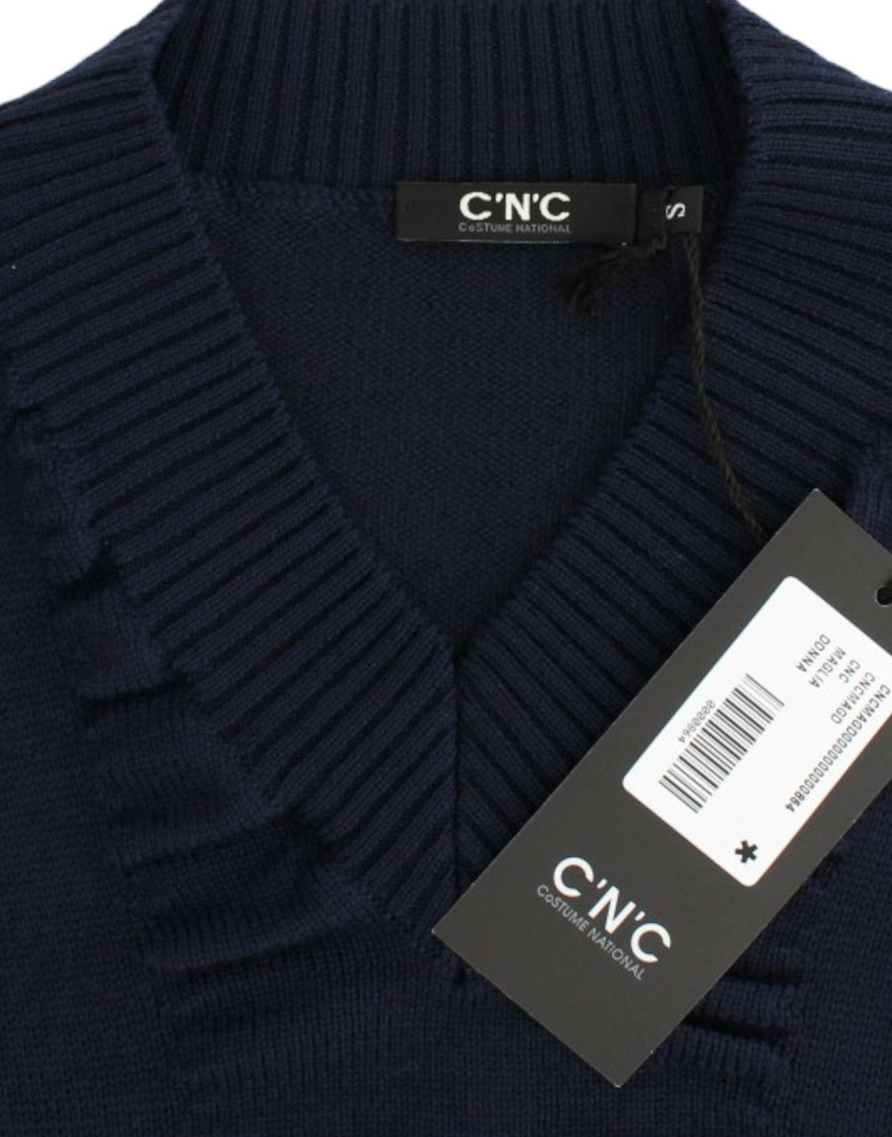 Costume National Dark blue V-neck wool sweater Blauw
