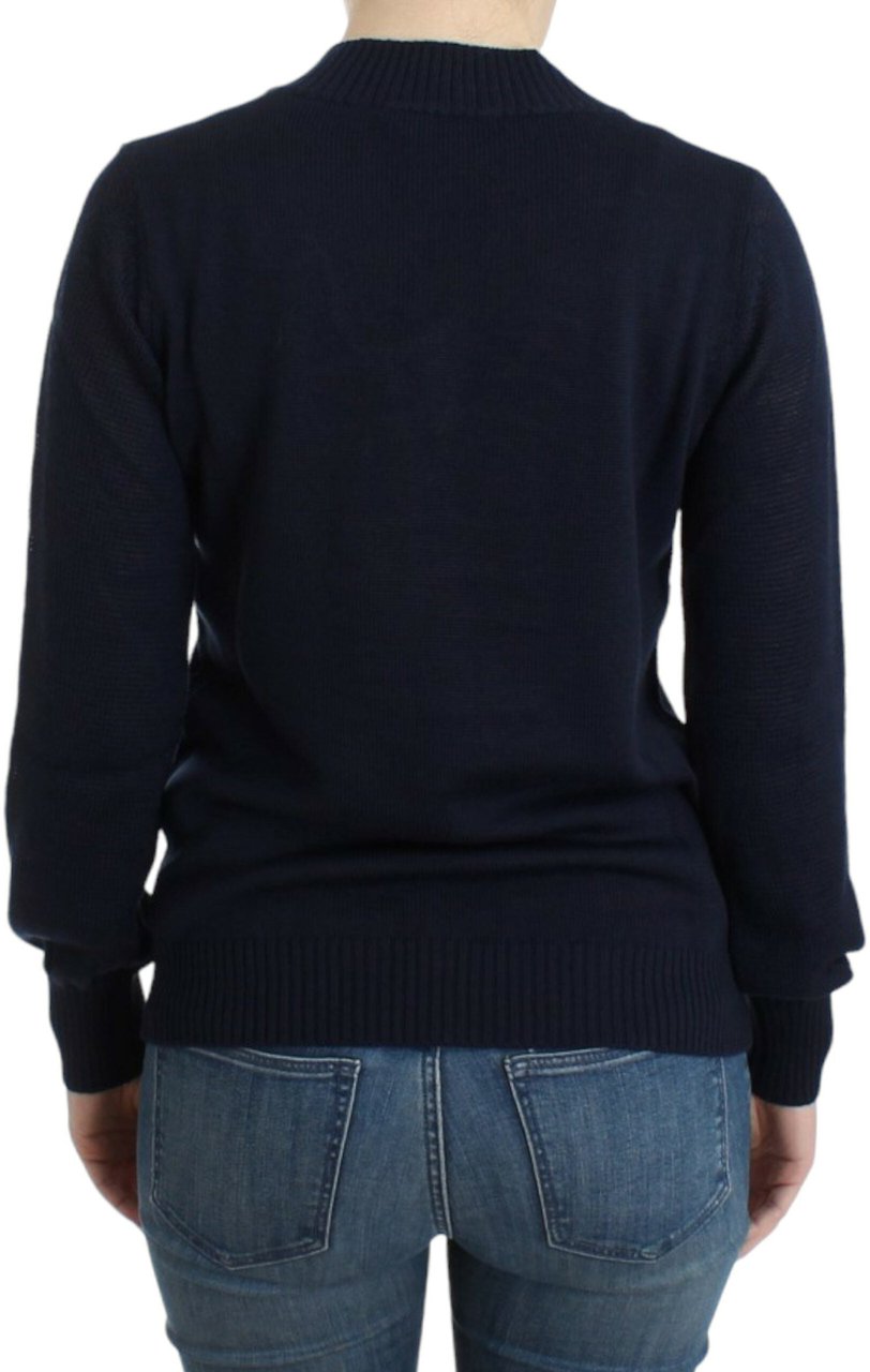 Costume National Dark blue V-neck wool sweater Blauw