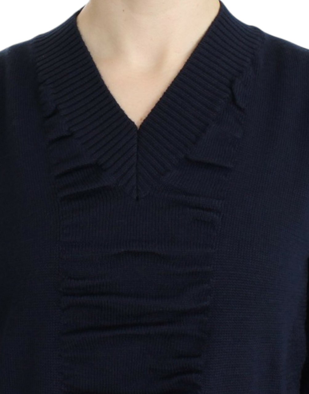 Costume National Dark blue V-neck wool sweater Blauw