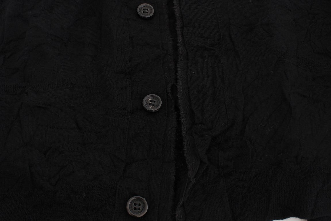 Costume National Black Fine Wool Button Cardigan Zwart