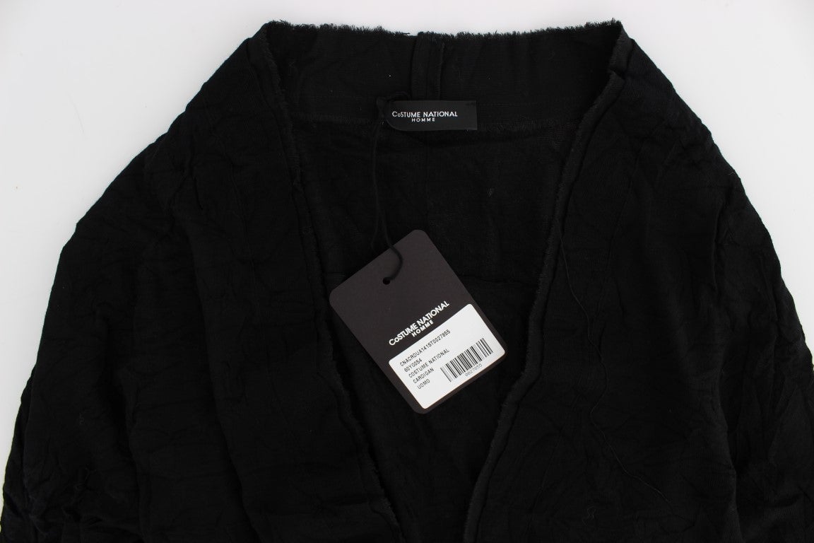 Costume National Black Fine Wool Button Cardigan Zwart