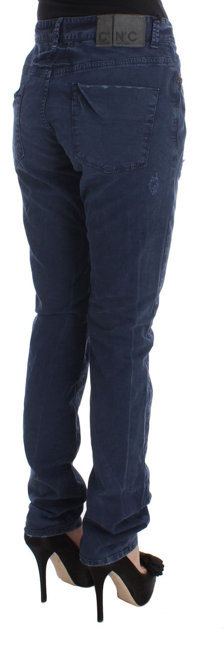 Costume National Blue Cotton Blend Denim Jeans Blauw