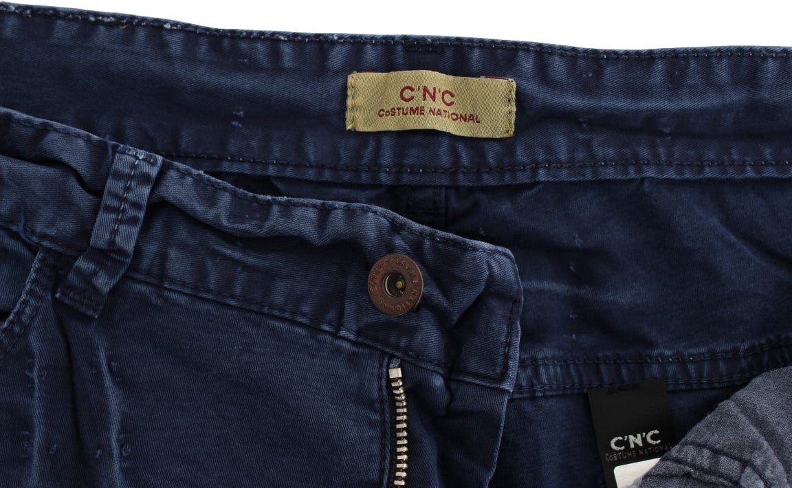 Costume National Blue Cotton Blend Denim Jeans Blauw