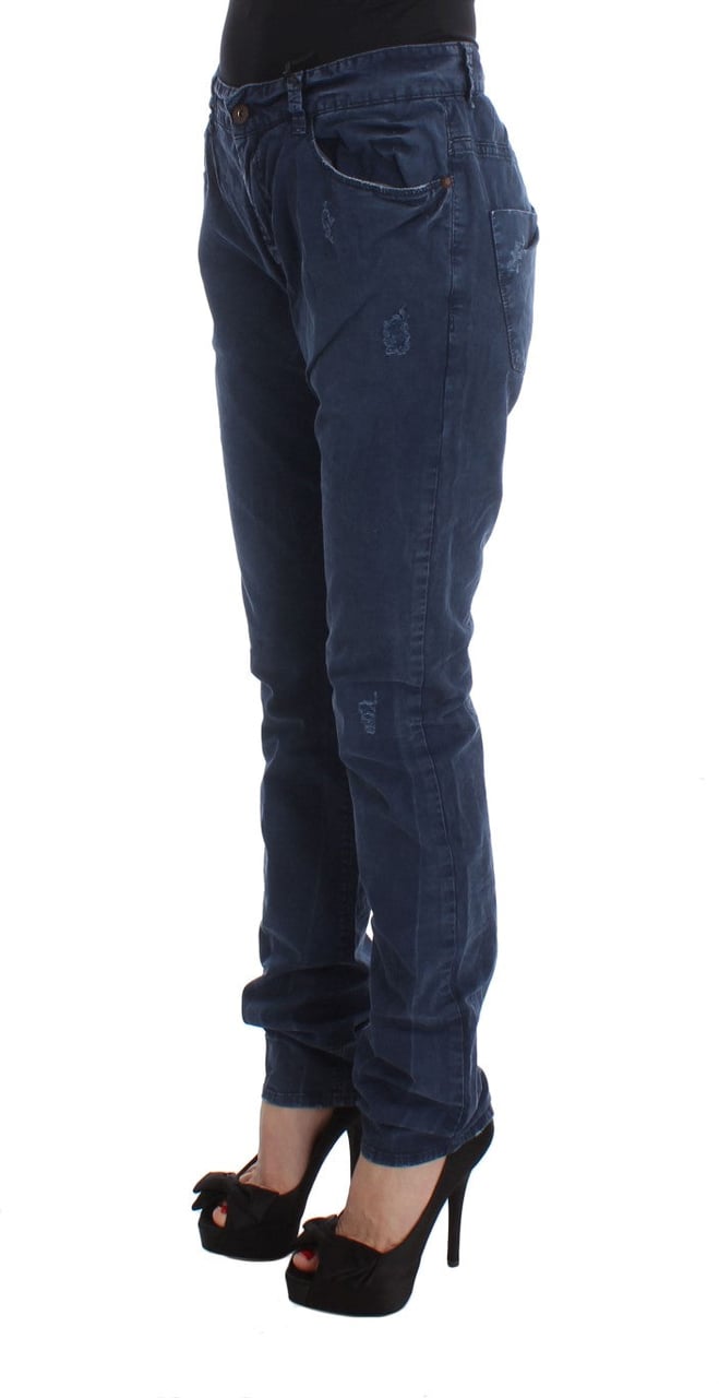 Costume National Blue Cotton Blend Denim Jeans Blauw