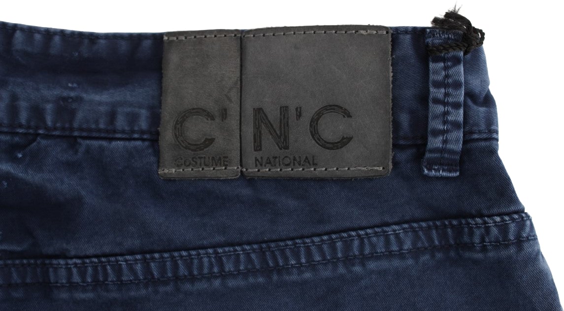 Costume National Blue Cotton Blend Denim Jeans Blauw