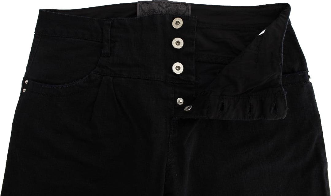 Costume National Black Cotton Slim Fit Cropped Jeans Zwart