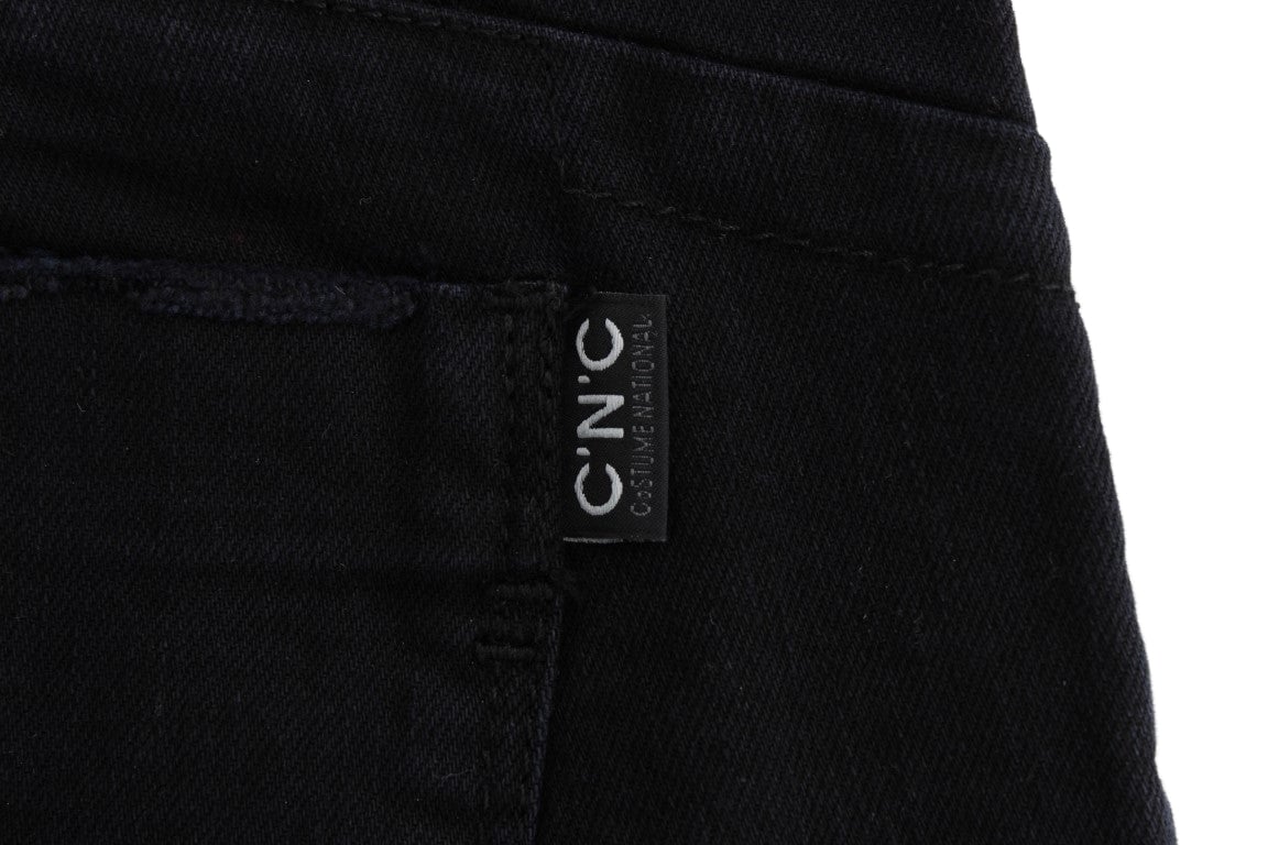 Costume National Black Cotton Slim Fit Cropped Jeans Zwart