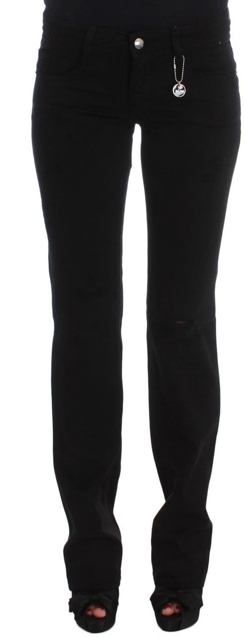 Costume National Black Cotton Slim Fit Bootcut Jeans Zwart