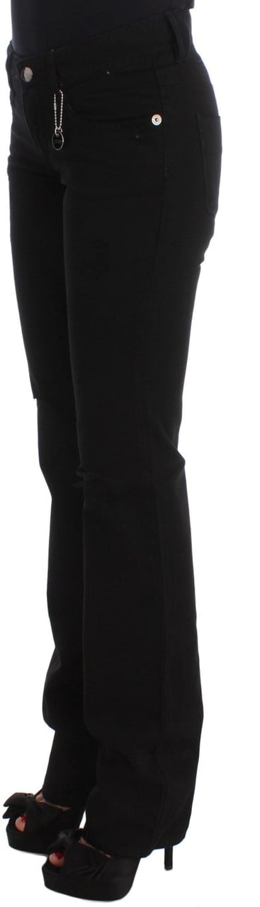 Costume National Black Cotton Slim Fit Bootcut Jeans Zwart