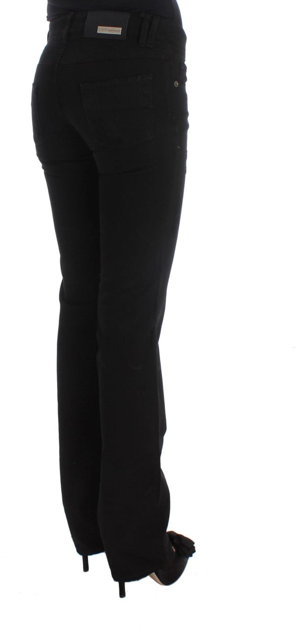 Costume National Black Cotton Slim Fit Bootcut Jeans Zwart